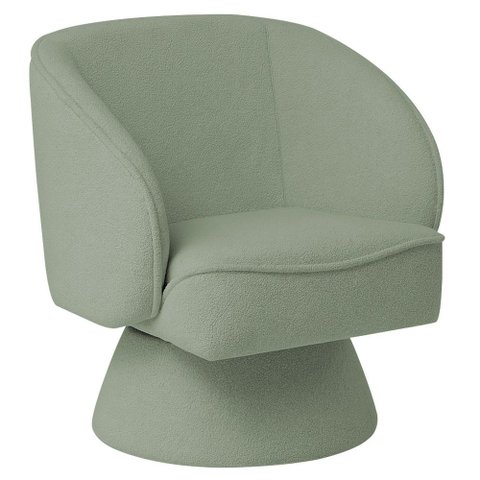 Poltrona Decorativa Agnes Base Fixa Bouclé Verde Claro - Nexta Casa