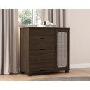 Ver mais imagens de Quarto de Solteiro Completo Clara Cama Cômoda e Guarda Roupa Resistente de Mdf Estilo Rattan