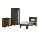 Ver imagem 6 de Quarto de Solteiro Completo Clara Cama Cômoda e Guarda Roupa Resistente de Mdf Estilo Rattan