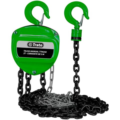 Talha Manual 2 Toneladas 2000 Kg Com Corrente 5 Metros Trato