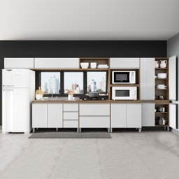 Cozinha Completa Modulada Moderna 7 Pçs 440 Cm Itália MDP Branco PRIME - 1