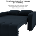 Ver imagem 5 de Sofa Cama 2 Lugares 138 Cm Amora Veludo Inca E451 Preto Milani Store