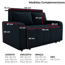 Ver imagem 4 de Sofa Cama 2 Lugares 138 Cm Amora Veludo Inca E451 Preto Milani Store