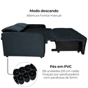 Ver imagem 6 de Sofa Cama 2 Lugares 138 Cm Amora Veludo Inca E451 Preto Milani Store