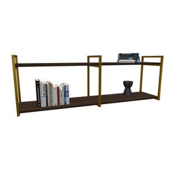 Nicho Industrial 2 Prateleiras Copacabana Ferro Dourado Tampo Amêndoa 120cm - 2