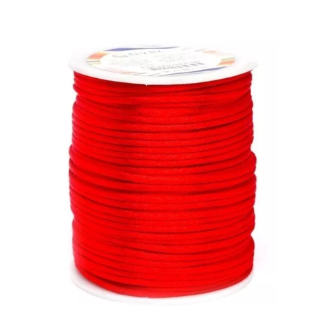 Cordão Acetinado Rabo de Rato 2mm Rolo com 50 M Vermelho