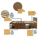Ver imagem 4 de Cama Casal Multifuncional Madeira Maciça Irara CabeCasa MadeiraOriginals Marrom/Caramelo