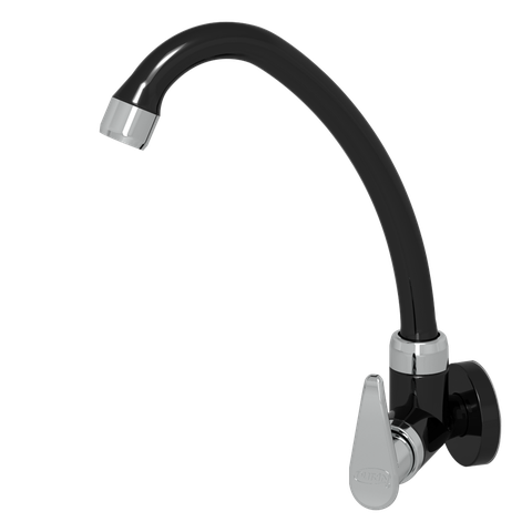 Torneira Cozinha de Parede Bica Alta Móvel Linha Lisboa Abs Cor Preto e Cromado Durín