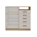 Ver imagem 2 de Cômoda de Quarto Guatemala C/ 2 Portas 1 Nicho e 5 Gavetas (1 C/ Chave) Freijo/white Laca -