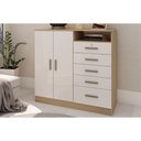 Ver imagem 3 de Cômoda de Quarto Guatemala C/ 2 Portas 1 Nicho e 5 Gavetas (1 C/ Chave) Freijo/white Laca -