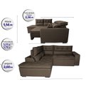 Ver imagem 2 de Sofá de Canto 2.60x2.36m Retrátil e Reclinável com Molas Cama inBox Platinum Esquerdo Suede Caf