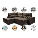 Ver imagem 3 de Sofá de Canto 2.60x2.36m Retrátil e Reclinável com Molas Cama inBox Platinum Esquerdo Suede Caf