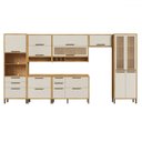 Ver imagem 2 de Armário de Cozinha com Balcão e Tampo 14 Portas 6 Gavetas Pérola 100% Mdf Vidro Reflecta Amêndoa/off