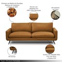 Ver imagem 4 de Conjunto Sala de Estar Decorativo Paloma 1 Sofá 3 Lugares 223cm 1 Poltrona Pés em Aço Couro Caramelo