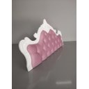 Ver imagem 2 de Cabeceira Entalhada Capitonê p/ Cama Box Casal Moldura Branca Veludo Rosa - Jl