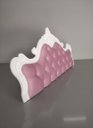 Ver imagem 2 de Cabeceira Entalhada Capitonê p/ Cama Box Casal Moldura Branca Veludo Rosa - Jl