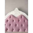 Ver imagem 3 de Cabeceira Entalhada Capitonê p/ Cama Box Casal Moldura Branca Veludo Rosa - Jl