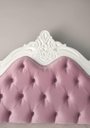 Ver imagem 3 de Cabeceira Entalhada Capitonê p/ Cama Box Casal Moldura Branca Veludo Rosa - Jl