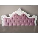 Ver imagem 1 de Cabeceira Entalhada Capitonê p/ Cama Box Casal Moldura Branca Veludo Rosa - Jl