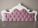 Ver imagem 1 de Cabeceira Entalhada Capitonê p/ Cama Box Casal Moldura Branca Veludo Rosa - Jl