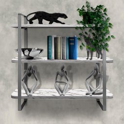 Prateleira Tripla Nicho Hone Modelo Industrial Decoração Casa 60x15 Prata/Vulcano - 2
