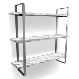 Prateleira Tripla Nicho Hone Modelo Industrial Decoração Casa 60x15 Prata/Vulcano - 1