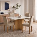 Ver imagem 1 de Conjunto de Mesa 4 Lugares Carol em MDF 120x80cm Cinamomo e Off White
