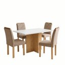 Ver imagem 2 de Conjunto de Mesa 4 Lugares Carol em MDF 120x80cm Cinamomo e Off White