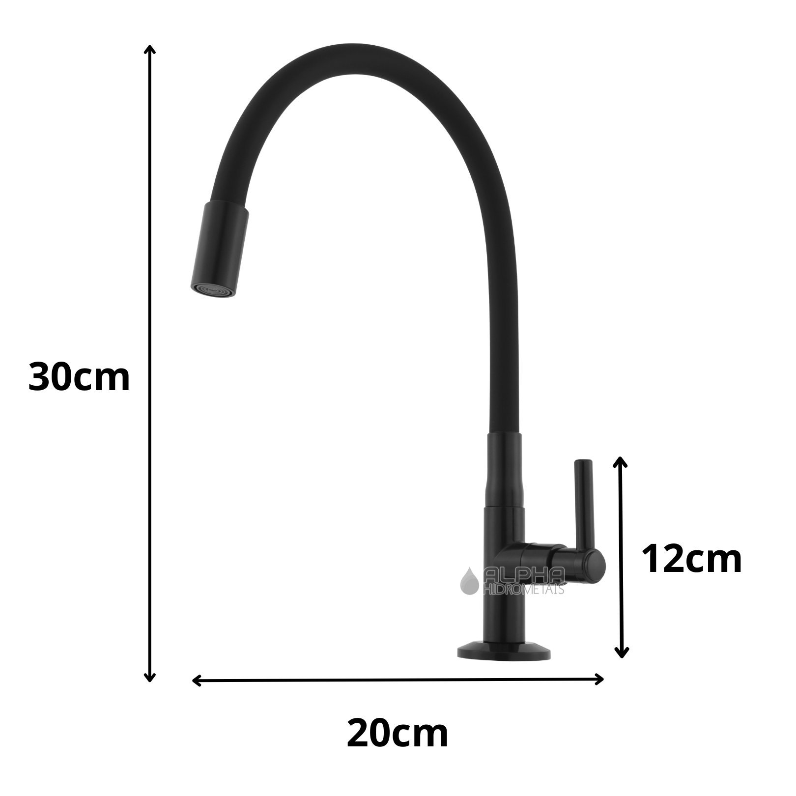 Torneira Gourmet De Pia Cozinha Bancada Tubo Flexível Preta - 6