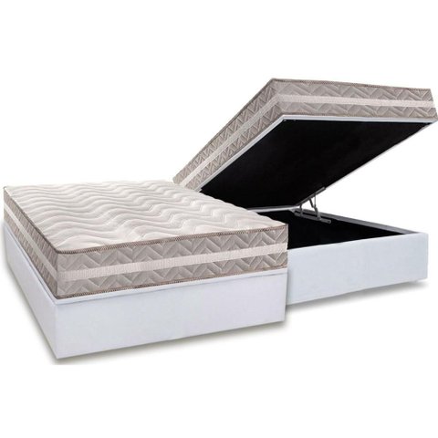 Conjunto Box Baú Casal: Colchão Espuma Paropas D33 D45/ Pro Sono Double Face Prata + Base Crc