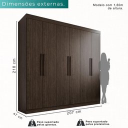 Guarda-roupa Casal 6 Portas 4 Gavetas Roma - Mais Móveis New Canion - 3