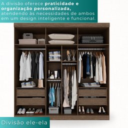 Guarda-roupa Casal 6 Portas 4 Gavetas Roma - Mais Móveis New Canion - 5