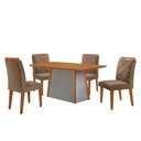 Ver imagem 2 de Mesa de Jantar Diane e 4 Cadeiras Melissa Moderna Mobilia Veludo Capuccino/naturalle Laminado