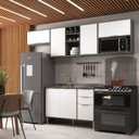 Ver imagem 1 de Cozinha Compacta Modulada 6 Portas 3 Gavetas Domus Espresso Móveis Branco/Silver