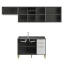 Ver imagem 4 de Cozinha Compacta Modulada 6 Portas 3 Gavetas Domus Espresso Móveis Branco/Silver