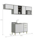 Ver imagem 3 de Cozinha Compacta Modulada 6 Portas 3 Gavetas Domus Espresso Móveis Branco/Silver
