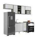 Ver imagem 2 de Cozinha Compacta Modulada 6 Portas 3 Gavetas Domus Espresso Móveis Branco/Silver