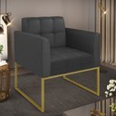 Ver imagem 2 de Poltrona Elisa Corino Preto Base Metálica Industrial Dourado - D'Rossi