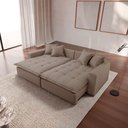 Ver imagem 3 de Sofá Modular Zen 3 Lugares Retrátil e Reclinável 230cm Marrom Linho Meu Sofá Online