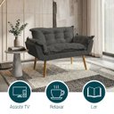 Ver imagem 4 de Namoradeira Decorativa Confortável Para Sala Recepção Consultório  Manicure Alice Suede