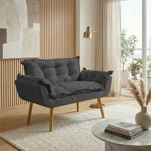 Namoradeira Decorativa Confortável para Sala Recepção Consultório  Manicure Alice Suede