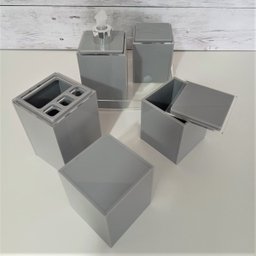 kit 7 peças de banheiro em acrílico cinza premium - 7