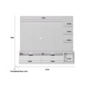Ver imagem 4 de Estante P/ Sala até 75 Pol Ouro Preto Ripado C/ 2gav. 1pta. 3 Prat. e Leds 224x198cm Nature/off