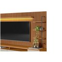 Ver imagem 7 de Estante P/ Sala até 75 Pol Ouro Preto Ripado C/ 2gav. 1pta. 3 Prat. e Leds 224x198cm Nature/off