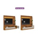 Ver imagem 6 de Estante P/ Sala até 75 Pol Ouro Preto Ripado C/ 2gav. 1pta. 3 Prat. e Leds 224x198cm Nature/off