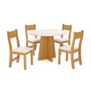 Ver imagem 1 de Conjunto Mesa de Jantar Redonda Slin Mel 4 Cadeiras Brisa Linho Bege