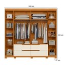 Ver imagem 4 de Kit Guarda Roupa Casal Doble Unno 6 Portas com Espelho e Cômoda MDP Cinamomo Off White