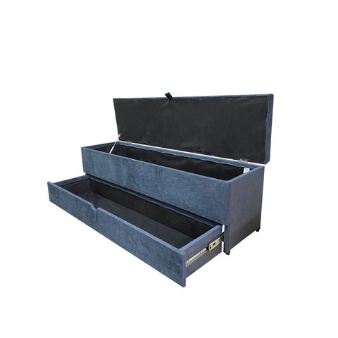 RECAMIER PUFF BAÚ SAPATEIRA COM GAVETA 1,58 CM PARA CAMA BOX QUEEN SIZE - CINZA ESCURO CHUMBO