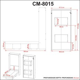 Cama Retratil de Parede Solteiro Cm8015 Branco Tecno Mobili - 2