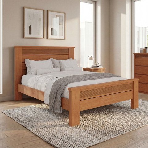 Cama Casal em MDF com Cabeceira Frisada 153x202cm Paolo